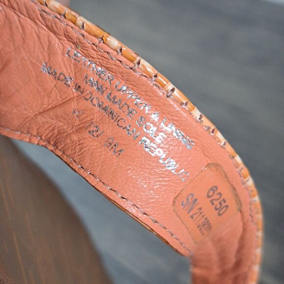 Tory Burch Thora Flip Flop Sandals Women's Sz 9 M Orange Patent Gold Logo - Picture 7 of 9